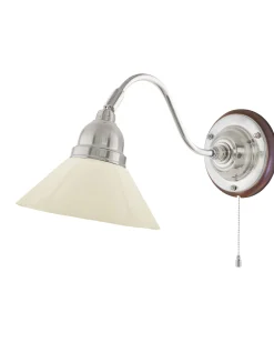 Vägglampa - Runeberg nickel benvit skomakarskärm