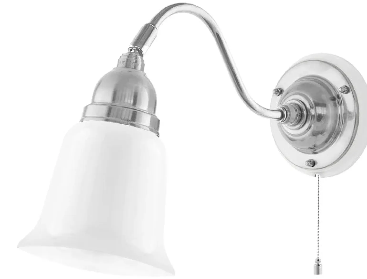 Vägglampa - Runeberg nickel, opalvit klocka