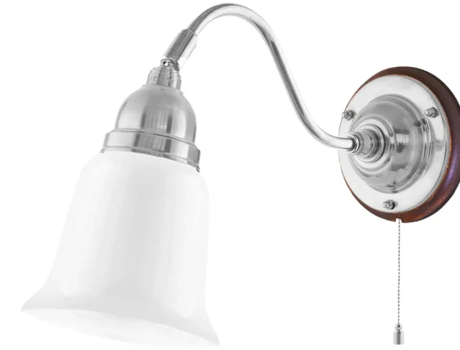 Vägglampa - Runeberg nickel, opalvit klocka
