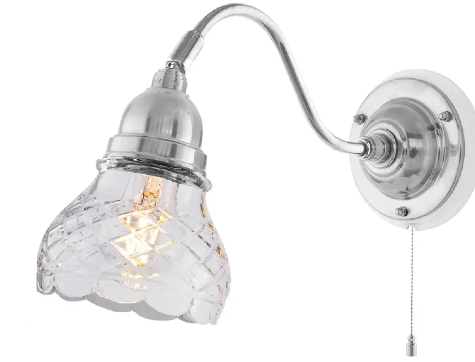 Vägglampa - Runeberg nickel, slipat klarglas