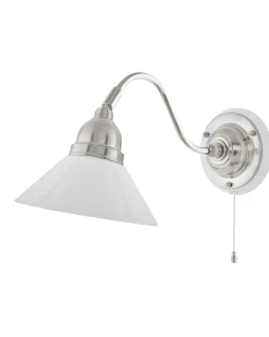 Vägglampa - Runeberg nickel vit skomakarskärm