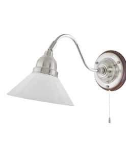 Vägglampa - Runeberg nickel vit skomakarskärm