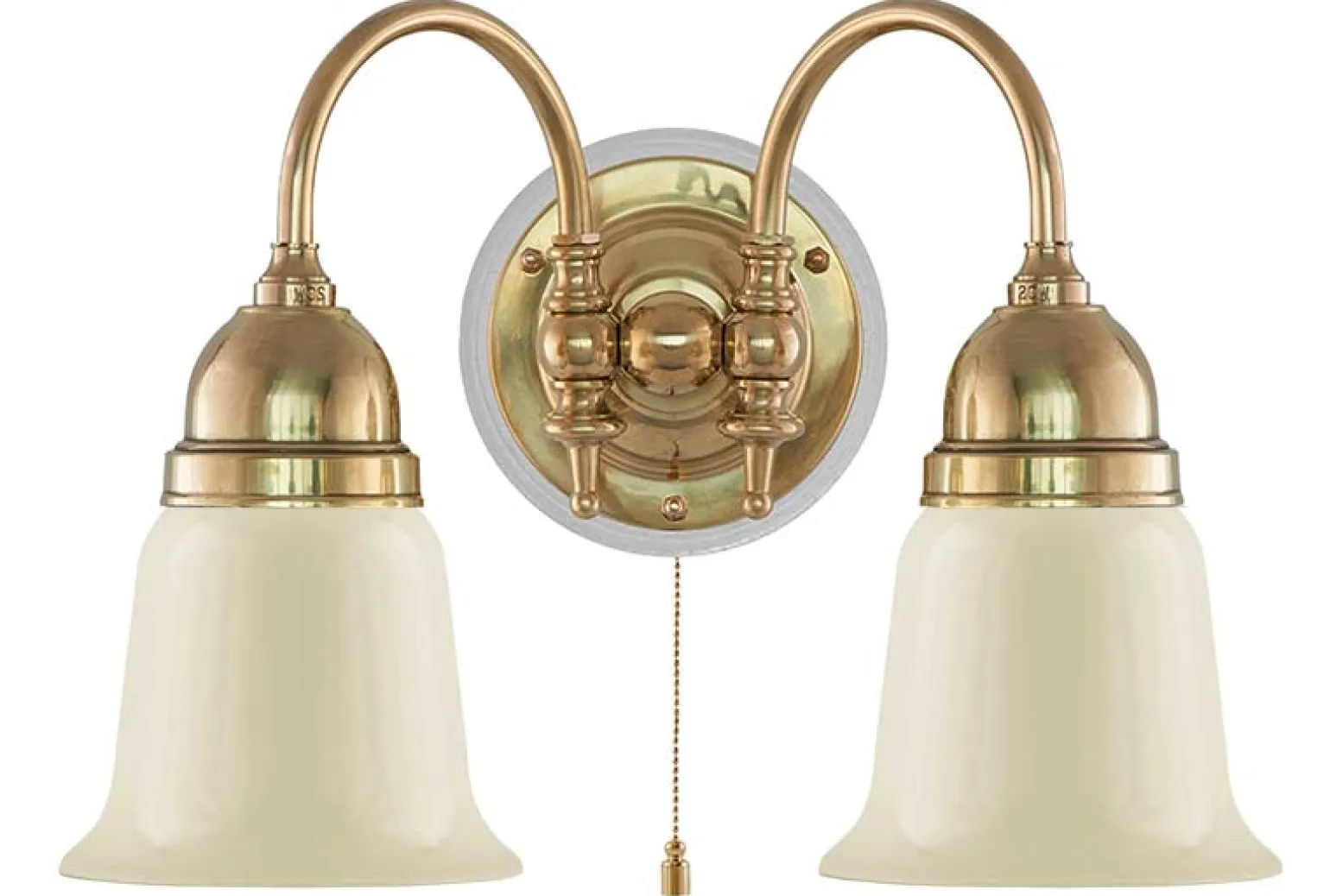 Vägglampa - Stackelberg mässing, benvit klocka