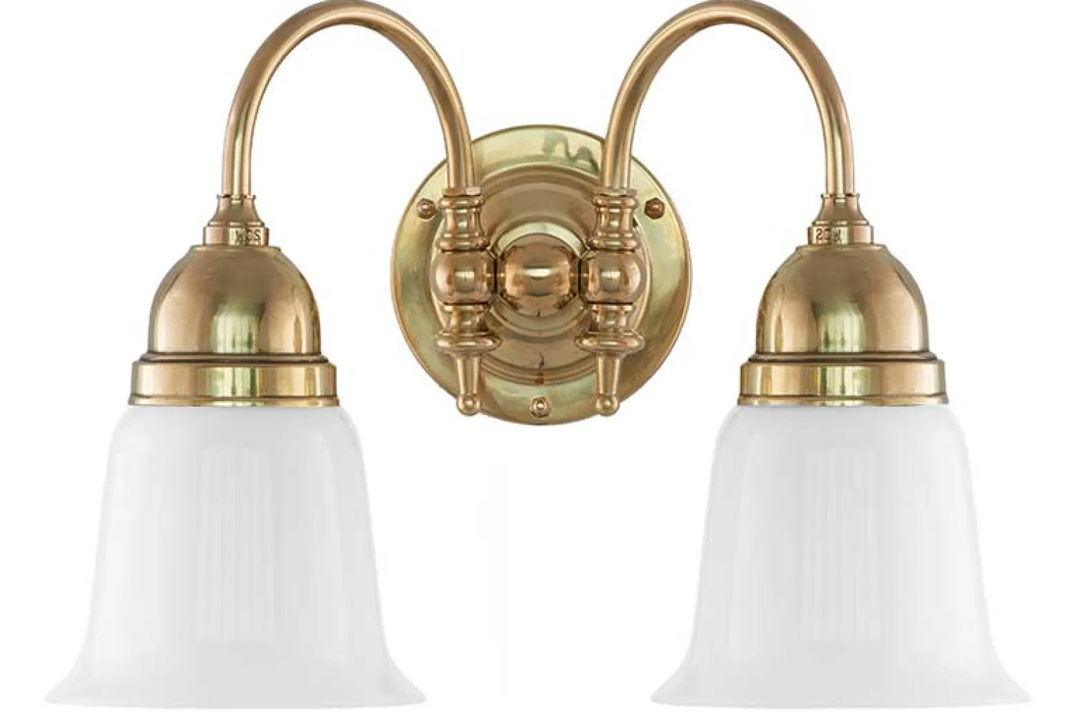 Vägglampa - Stackelberg mässing, opalvit klocka