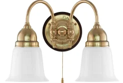Vägglampa - Stackelberg mässing, opalvit klocka