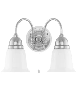Vägglampa - Stackelberg nickel, opalvit klocka