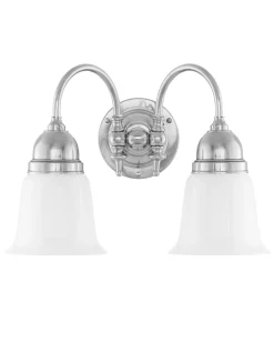 Vägglampa - Stackelberg nickel, opalvit klocka