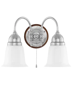 Vägglampa - Stackelberg nickel, opalvit klocka