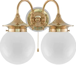 Vägglampa - Tigerstedt mässing, opalvita klot