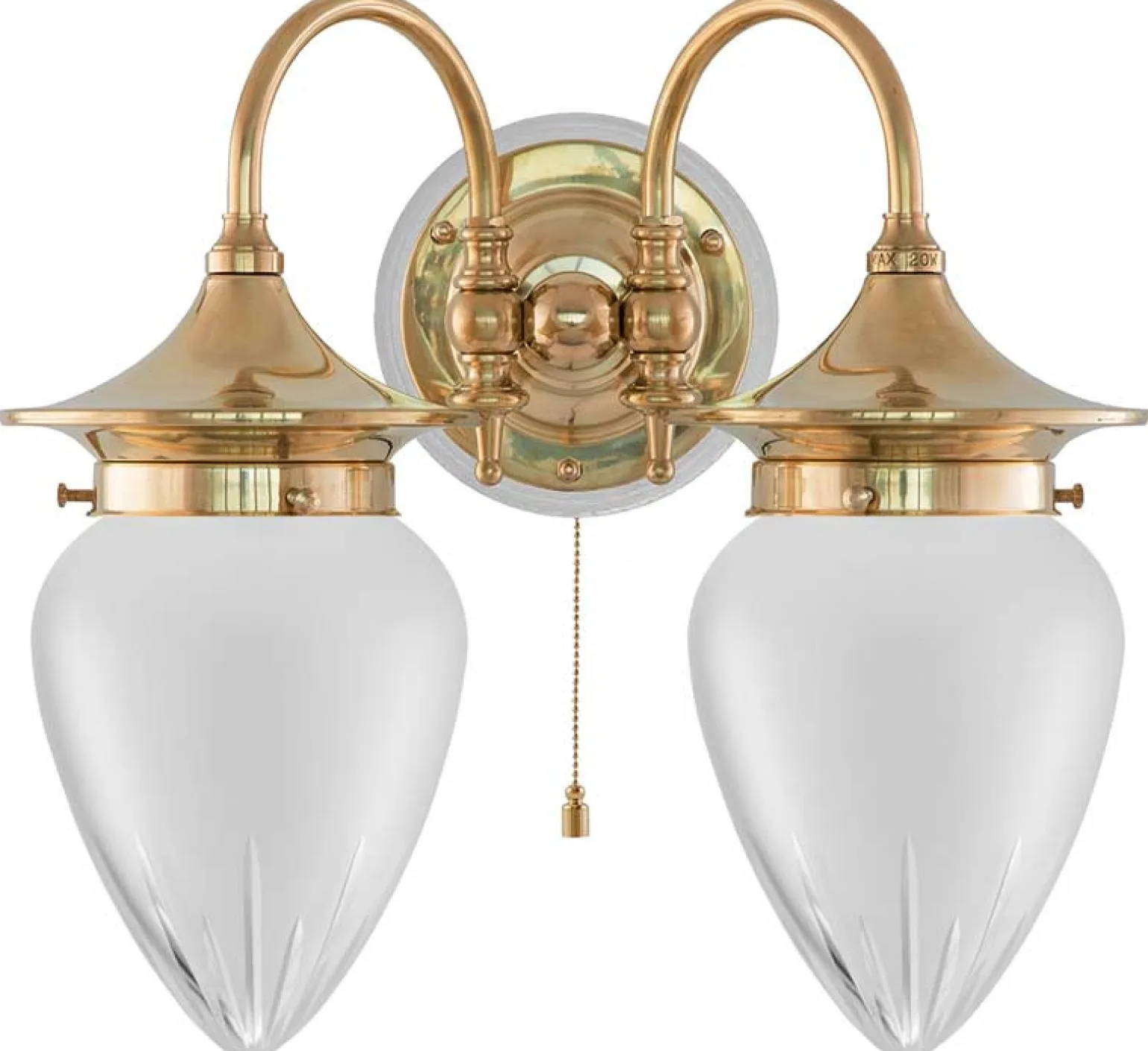 Vägglampa - Tigerstedt mässing, slipat mattglas