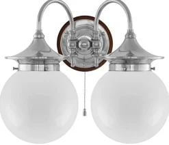 Vägglampa - Tigerstedt nickel, opalvita klot