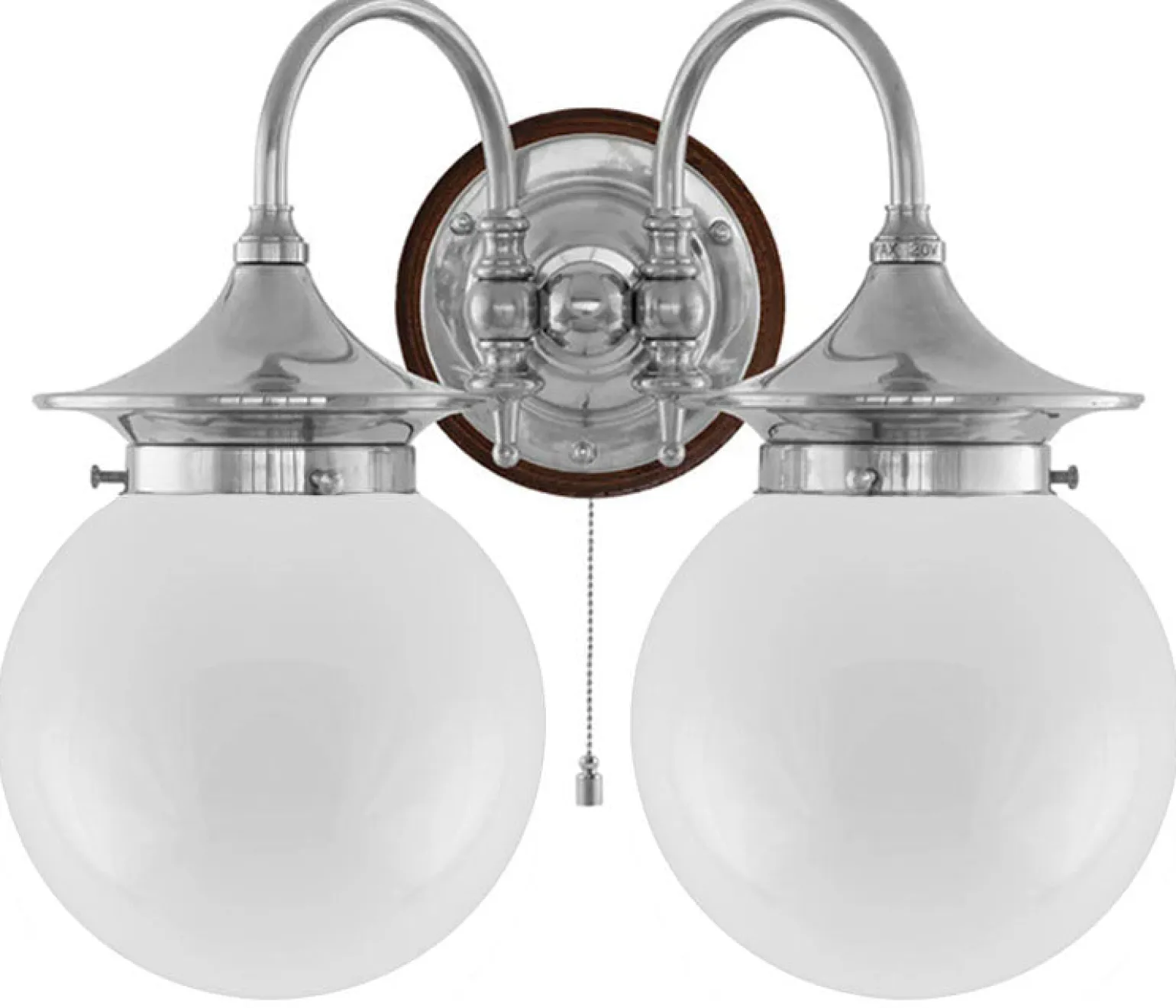 Vägglampa - Tigerstedt nickel, opalvita klot