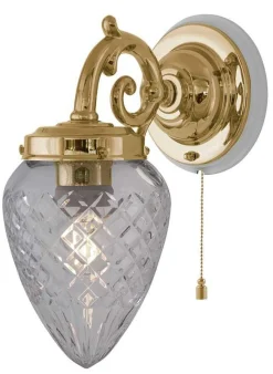 Vägglampa - Topelius mässing, klar droppe