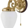 Vägglampa - Topelius mässing, opalvit droppe