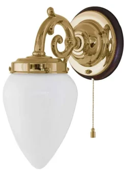 Vägglampa - Topelius mässing, opalvit droppe