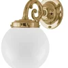Vägglampa - Topelius mässing, opalvit klot