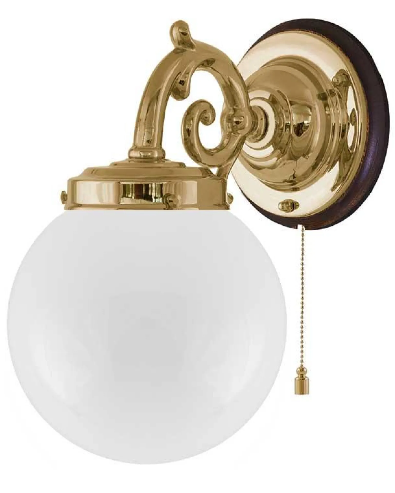 Vägglampa - Topelius mässing, opalvit klot
