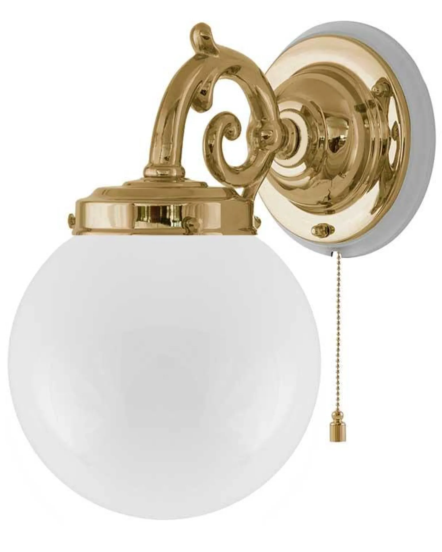 Vägglampa - Topelius mässing, opalvit klot