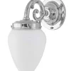 Vägglampa - Topelius nickel, opalvit droppe