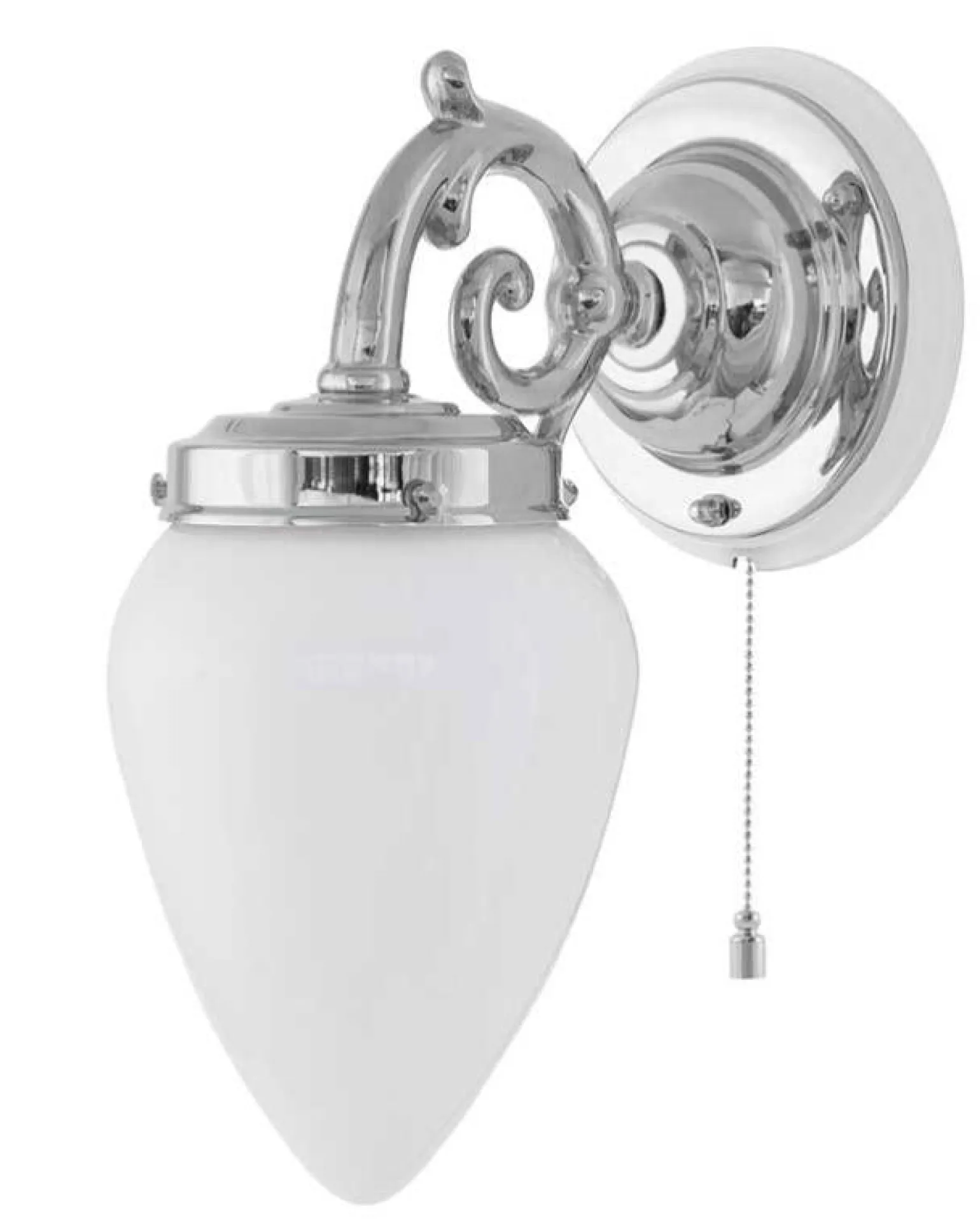 Vägglampa - Topelius nickel, opalvit droppe
