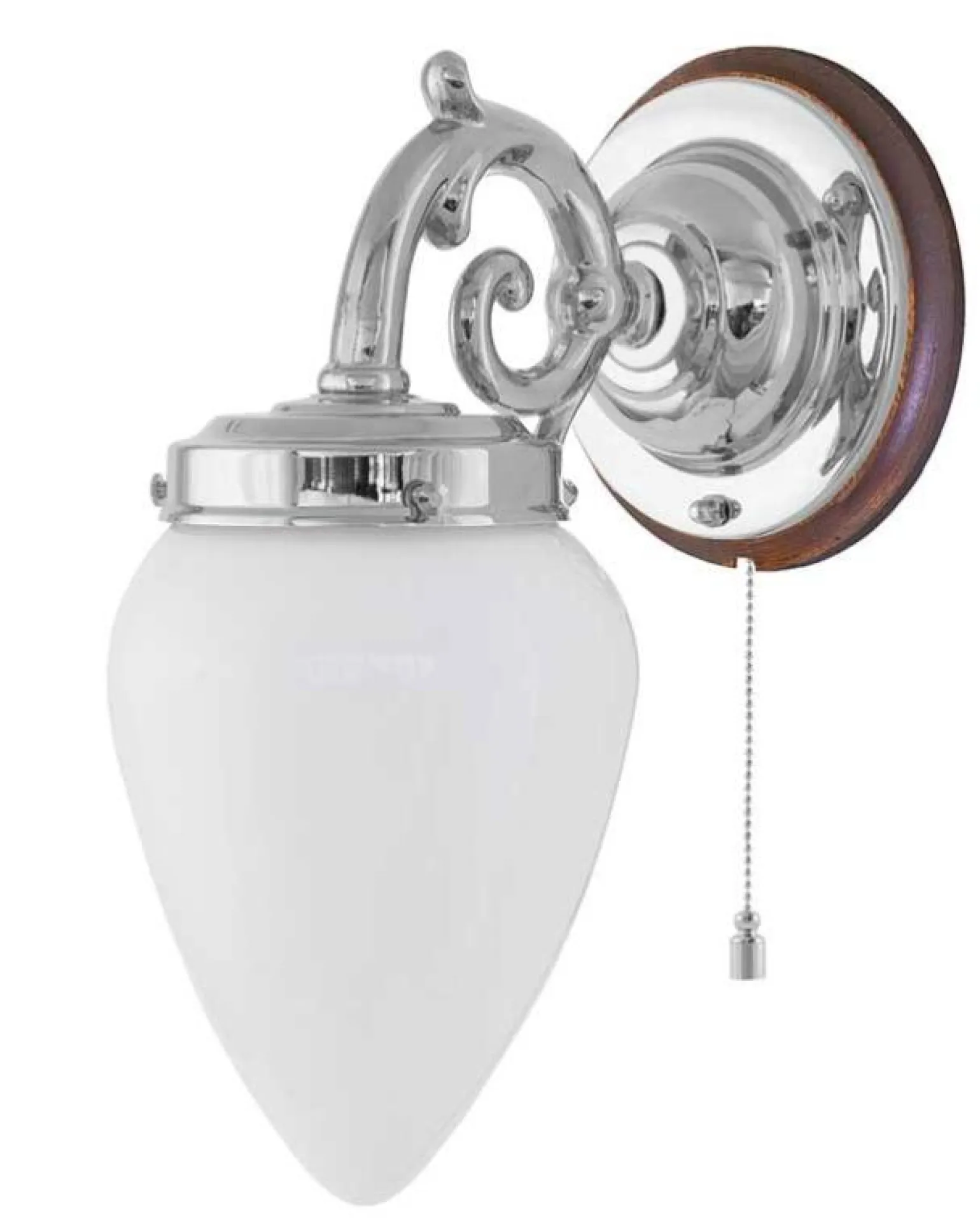 Vägglampa - Topelius nickel, opalvit droppe