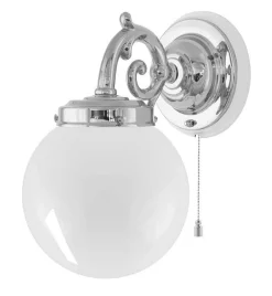 Vägglampa - Topelius nickel, opalvit klot