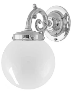 Vägglampa - Topelius nickel, opalvit klot