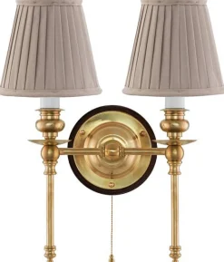Vägglampa - Wivallius mässing, beige tygskärm
