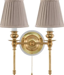 Vägglampa - Wivallius mässing, beige tygskärm