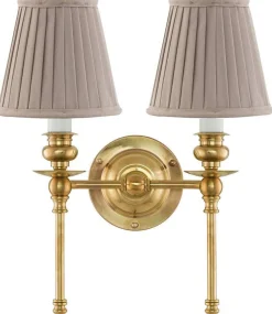 Vägglampa - Wivallius mässing, beige tygskärm