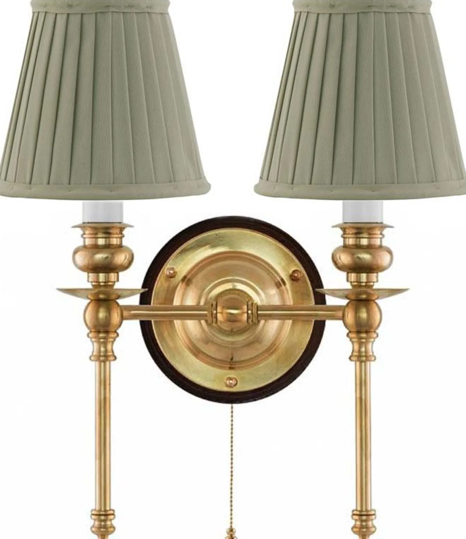 Vägglampa - Wivallius mässing, olivgrön tygskärm