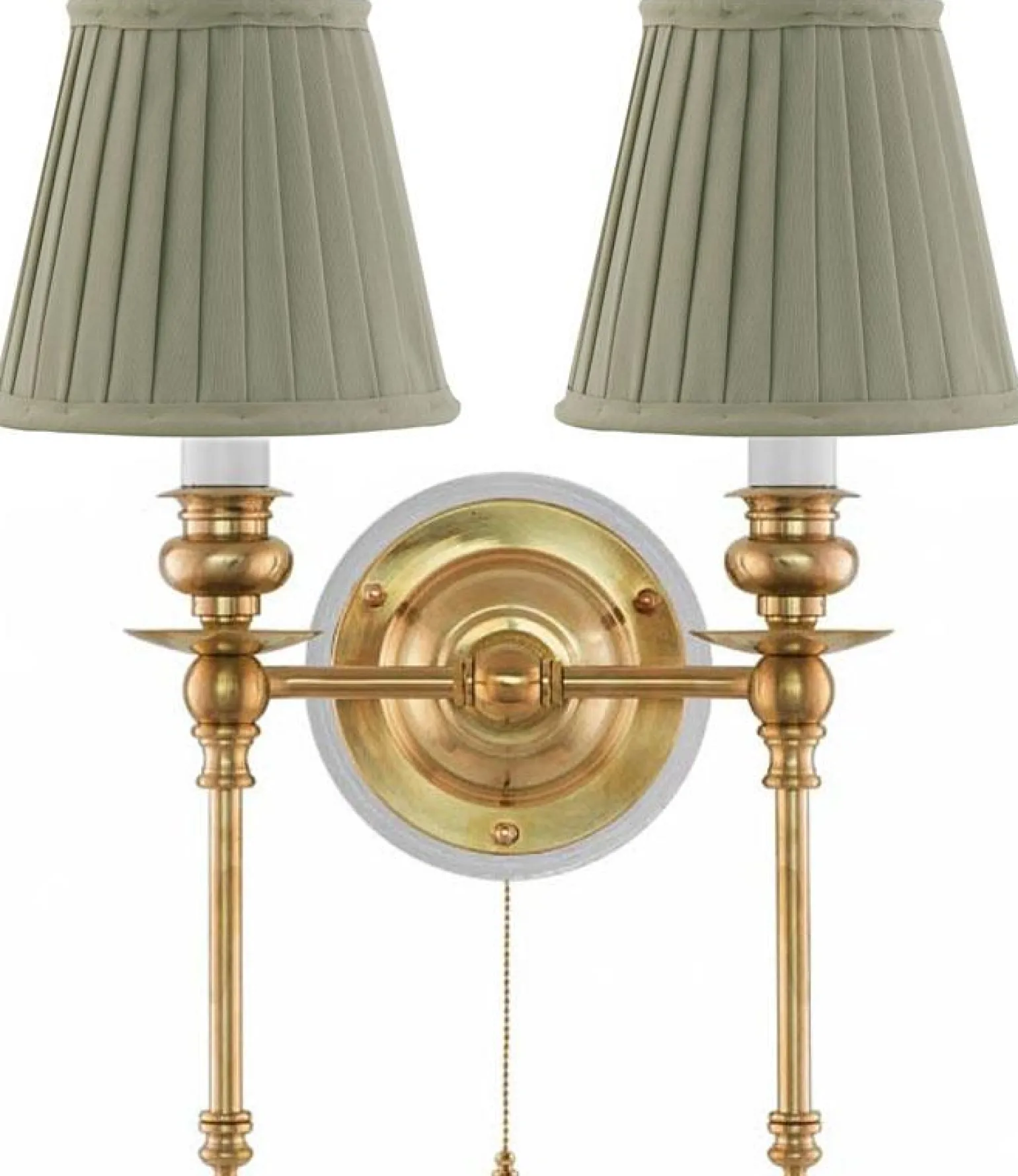 Vägglampa - Wivallius mässing, olivgrön tygskärm