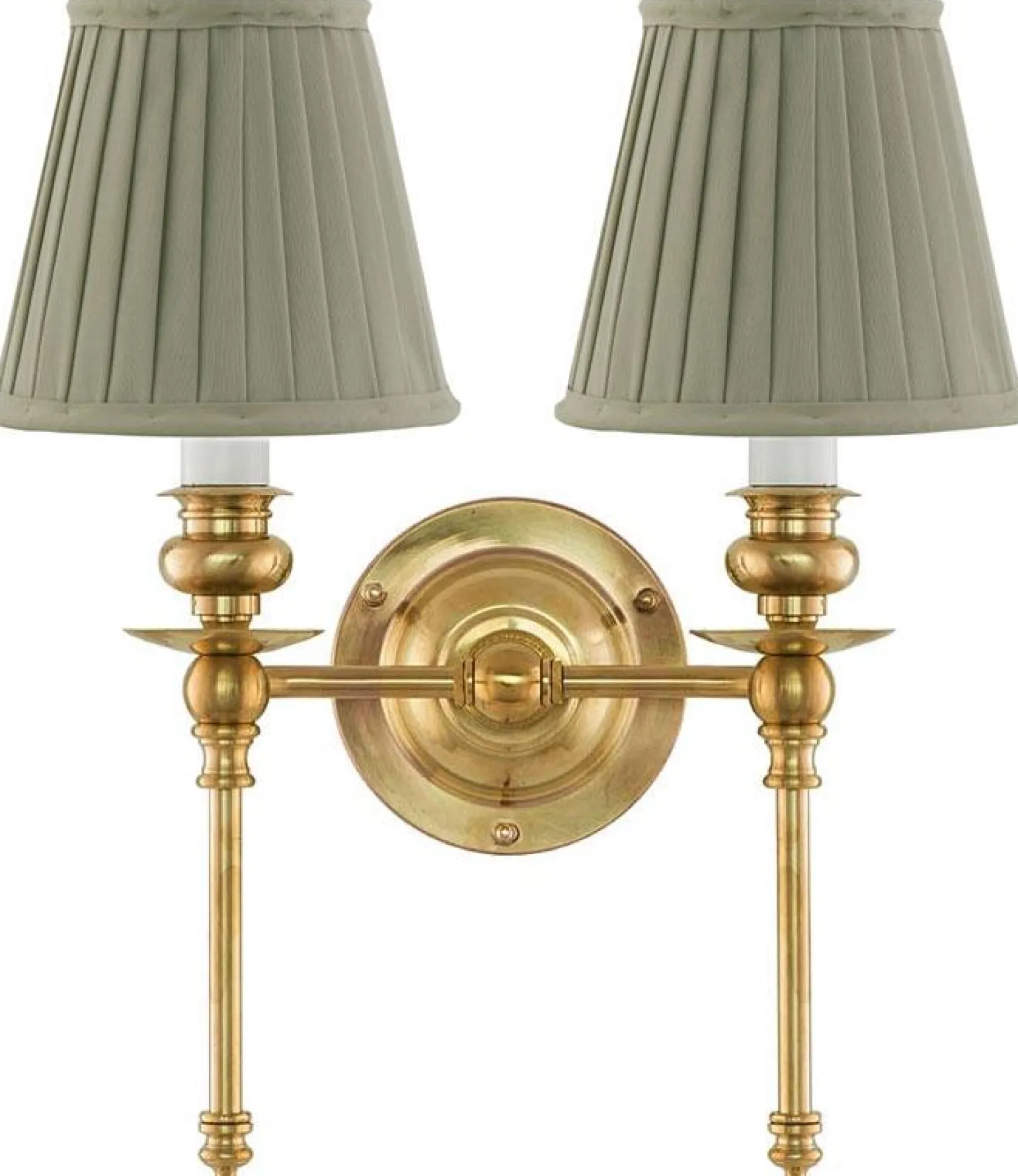 Vägglampa - Wivallius mässing, olivgrön tygskärm