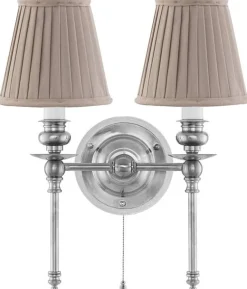 Vägglampa - Wivallius nickel, beige tygskärm