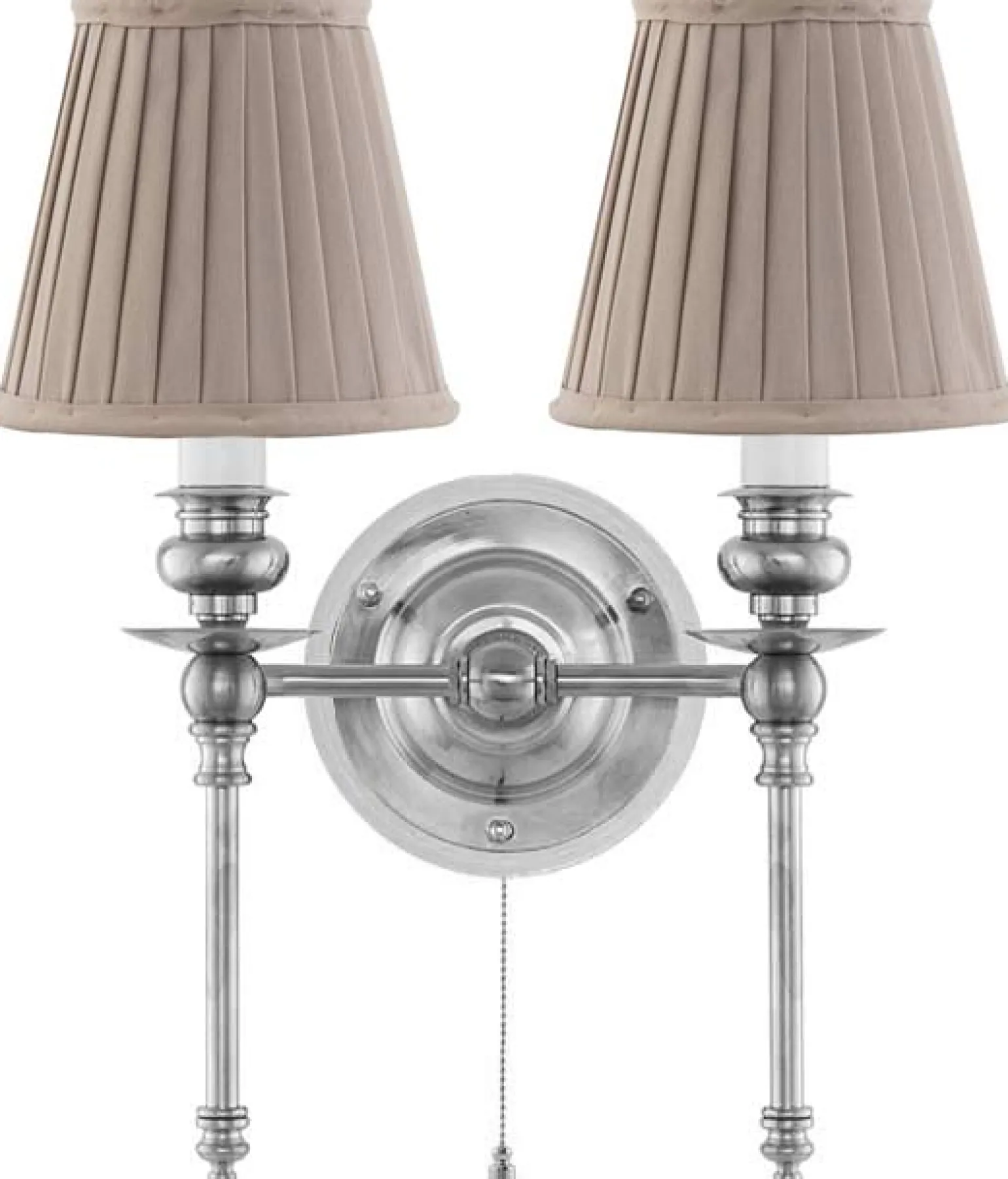 Vägglampa - Wivallius nickel, beige tygskärm