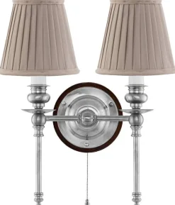Vägglampa - Wivallius nickel, beige tygskärm