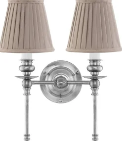 Vägglampa - Wivallius nickel, beige tygskärm
