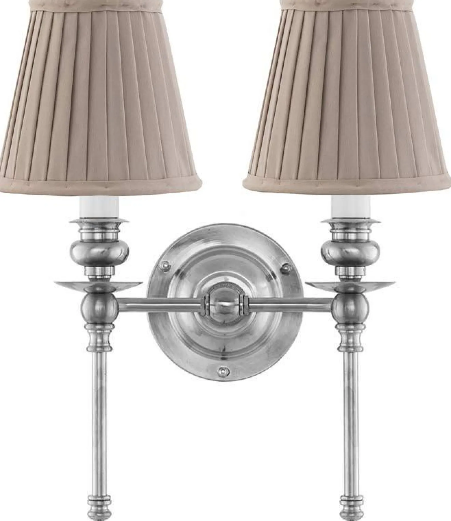 Vägglampa - Wivallius nickel, beige tygskärm