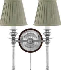 Vägglampa - Wivallius nickel, olivgrön tygskärm