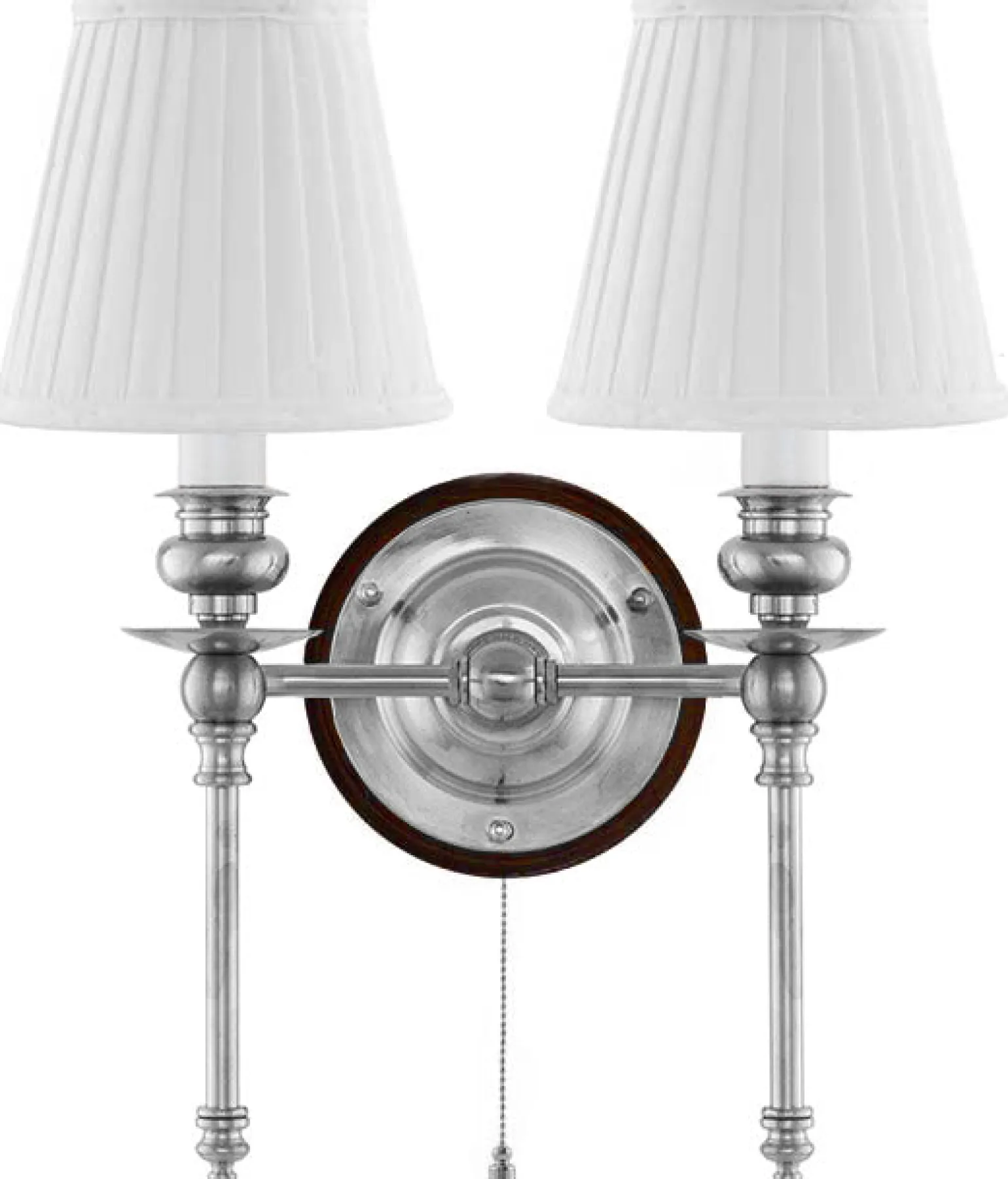 Vägglampa - Wivallius nickel, vit tygskärm