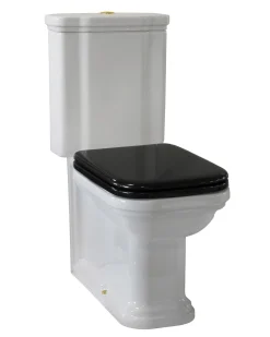 WC - Art Deco golvstående toalett med spolknapp & sits - Guld