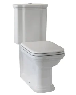 WC - Art Deco golvstående toalett med spolknapp & sits - Krom