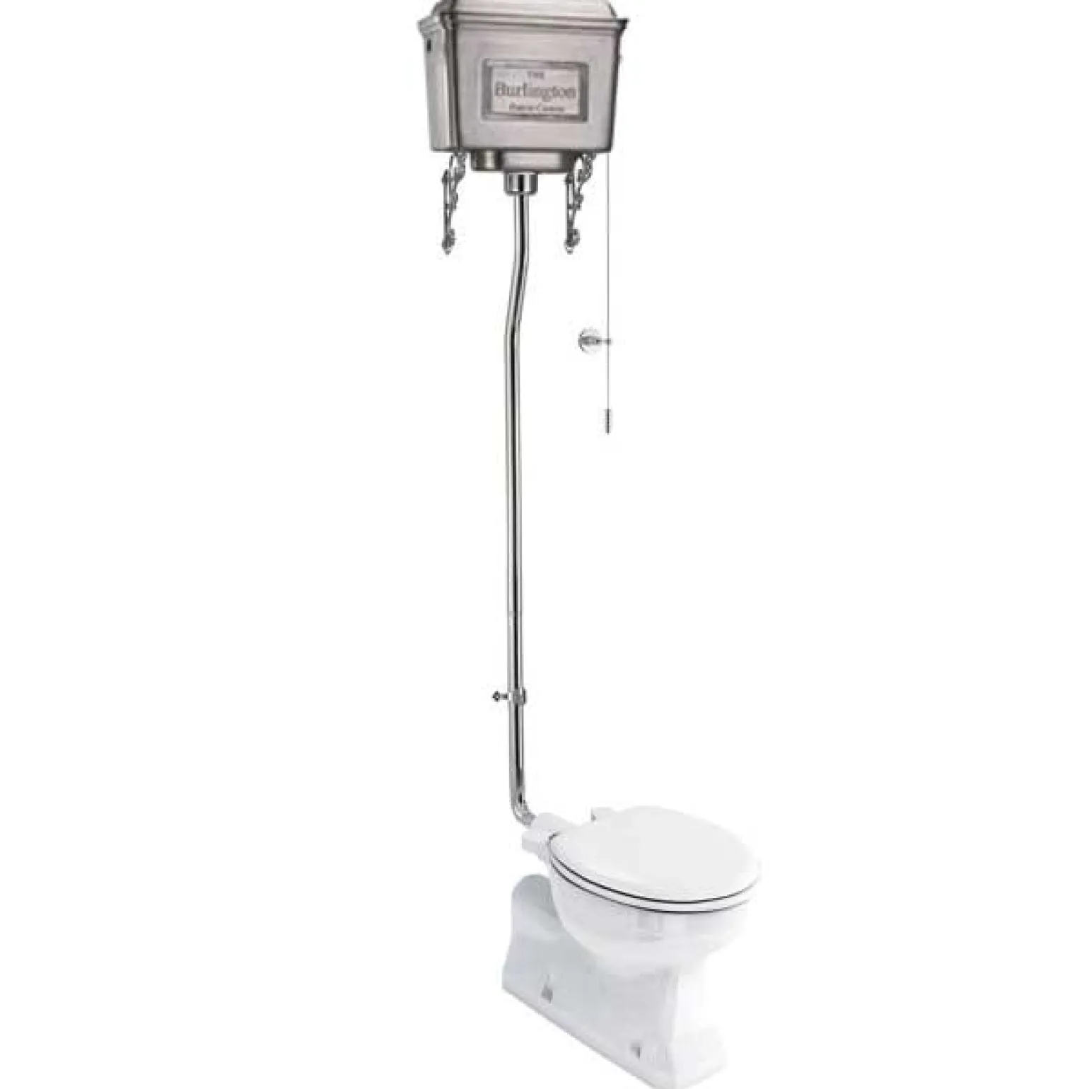 WC - Burlington högspolande toalett, metallcistern & sits