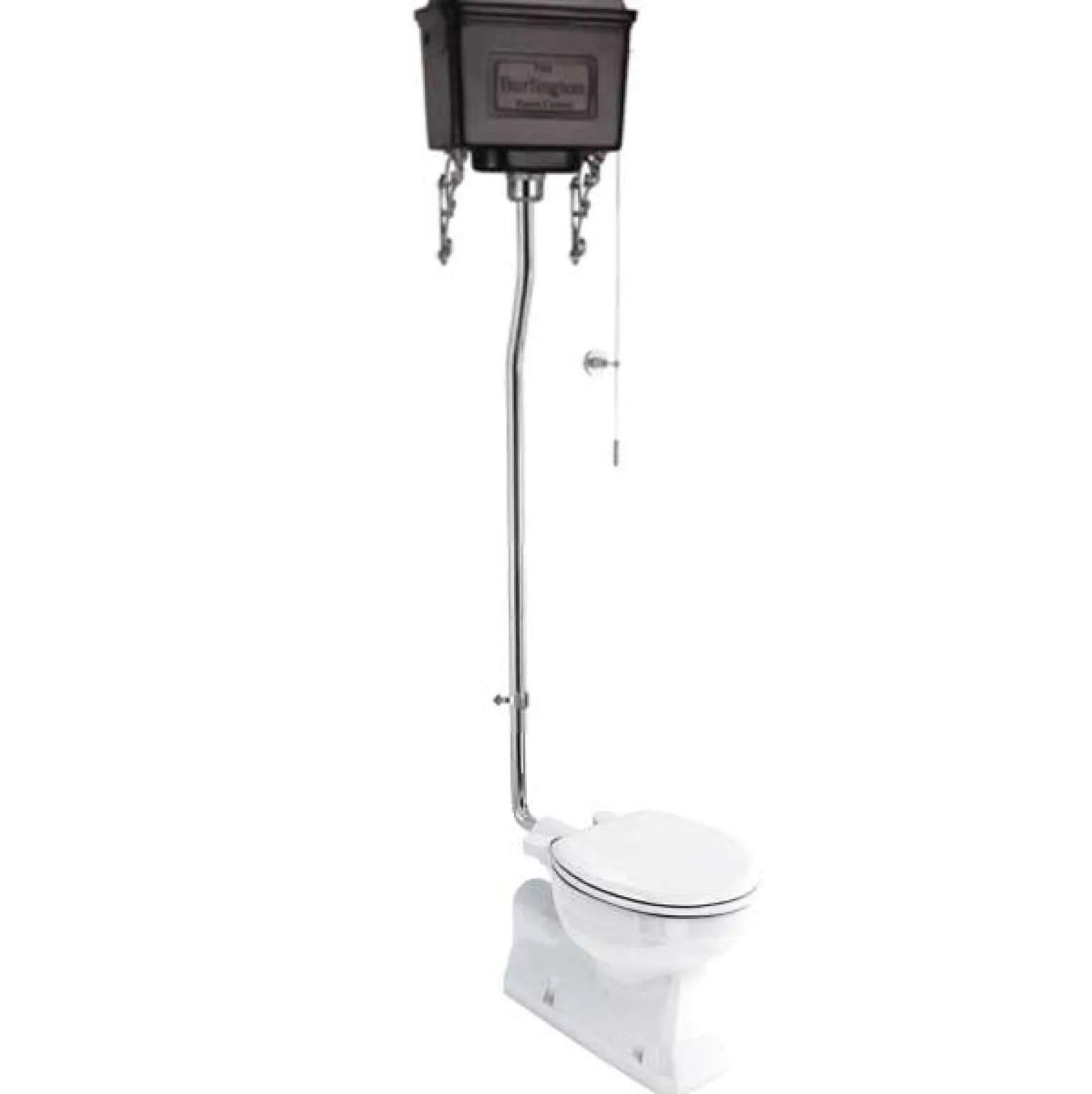 WC - Burlington högspolande toalett, svart metallcistern & sits