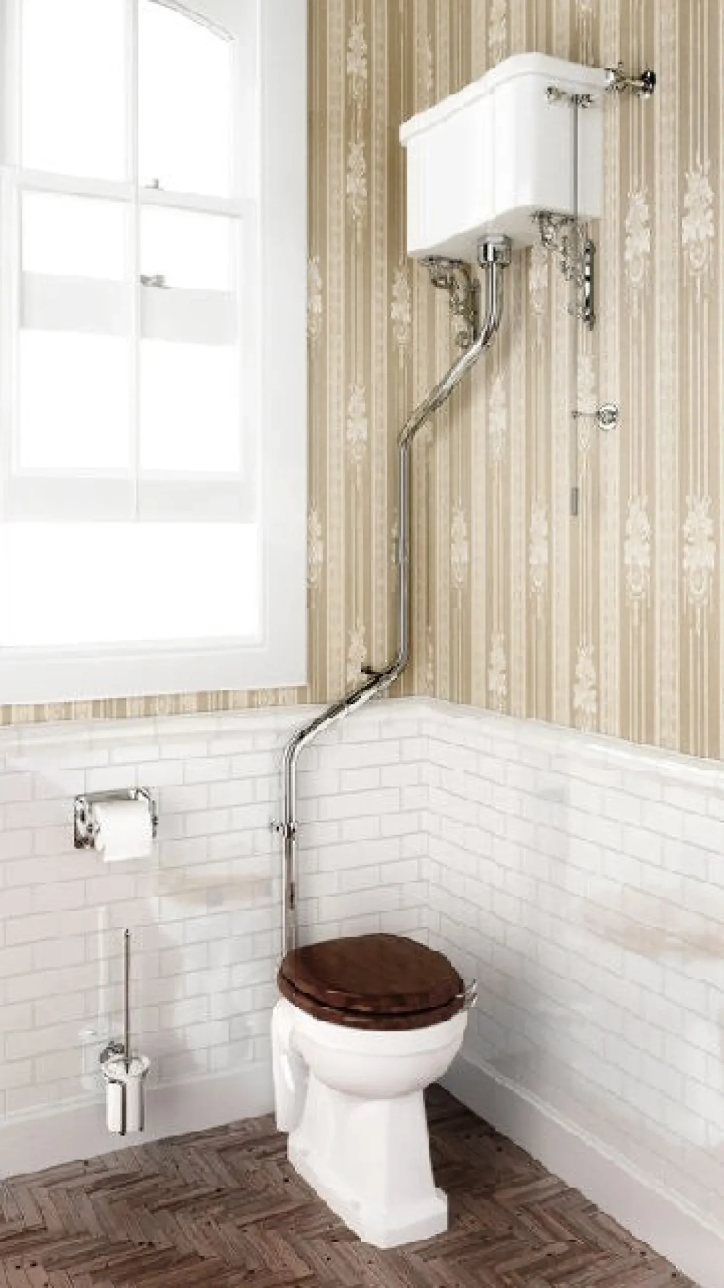WC - Burlington högspolande toalett, svart metallcistern & sits