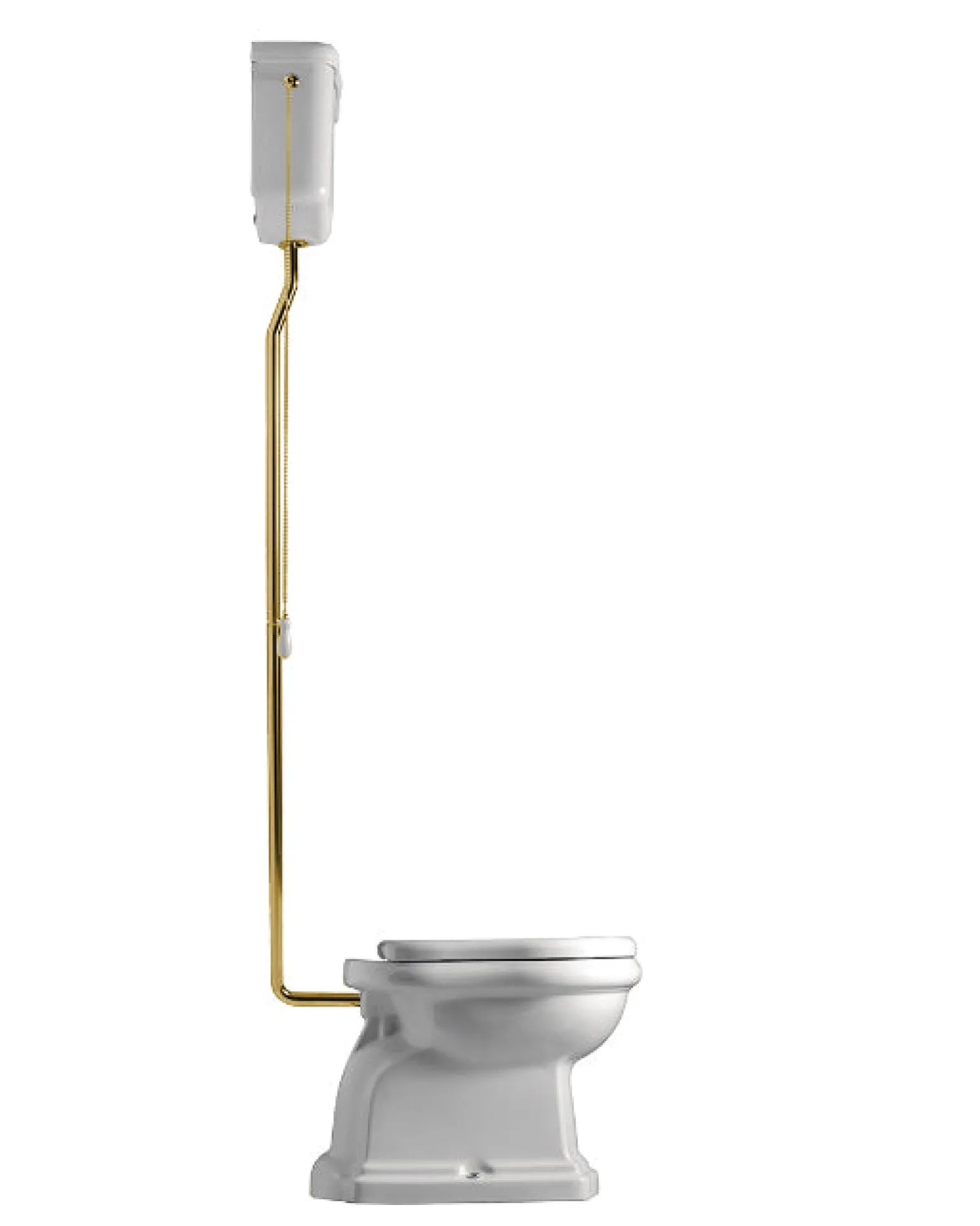 WC - Camden högspolande toalett guld, väggcistern & sits