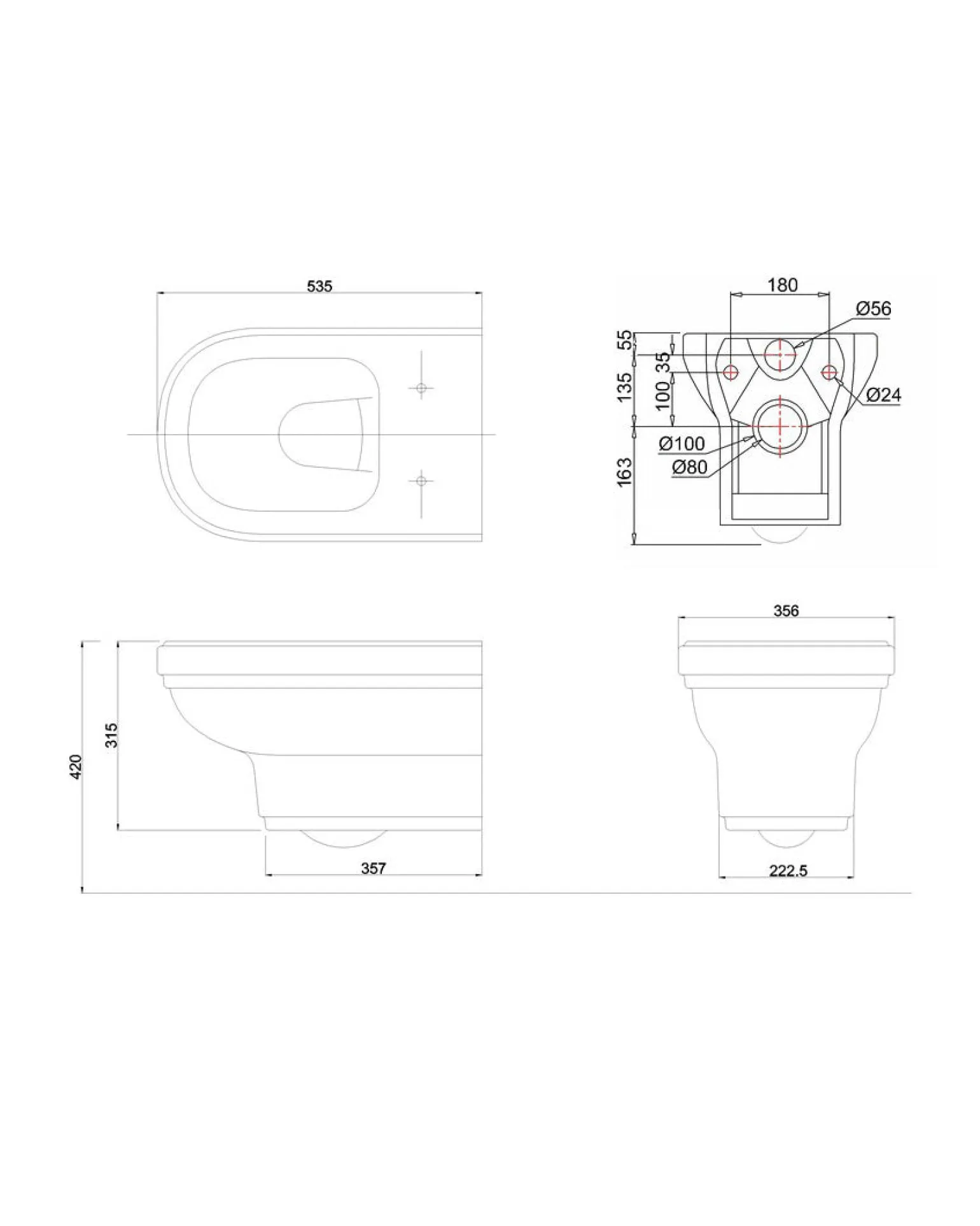 WC - Riviera vägghängd toalett - utan sits