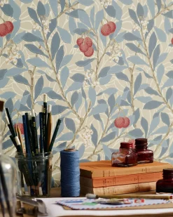 William Morris & Co. Tapet - Arbutus Blue/Pink