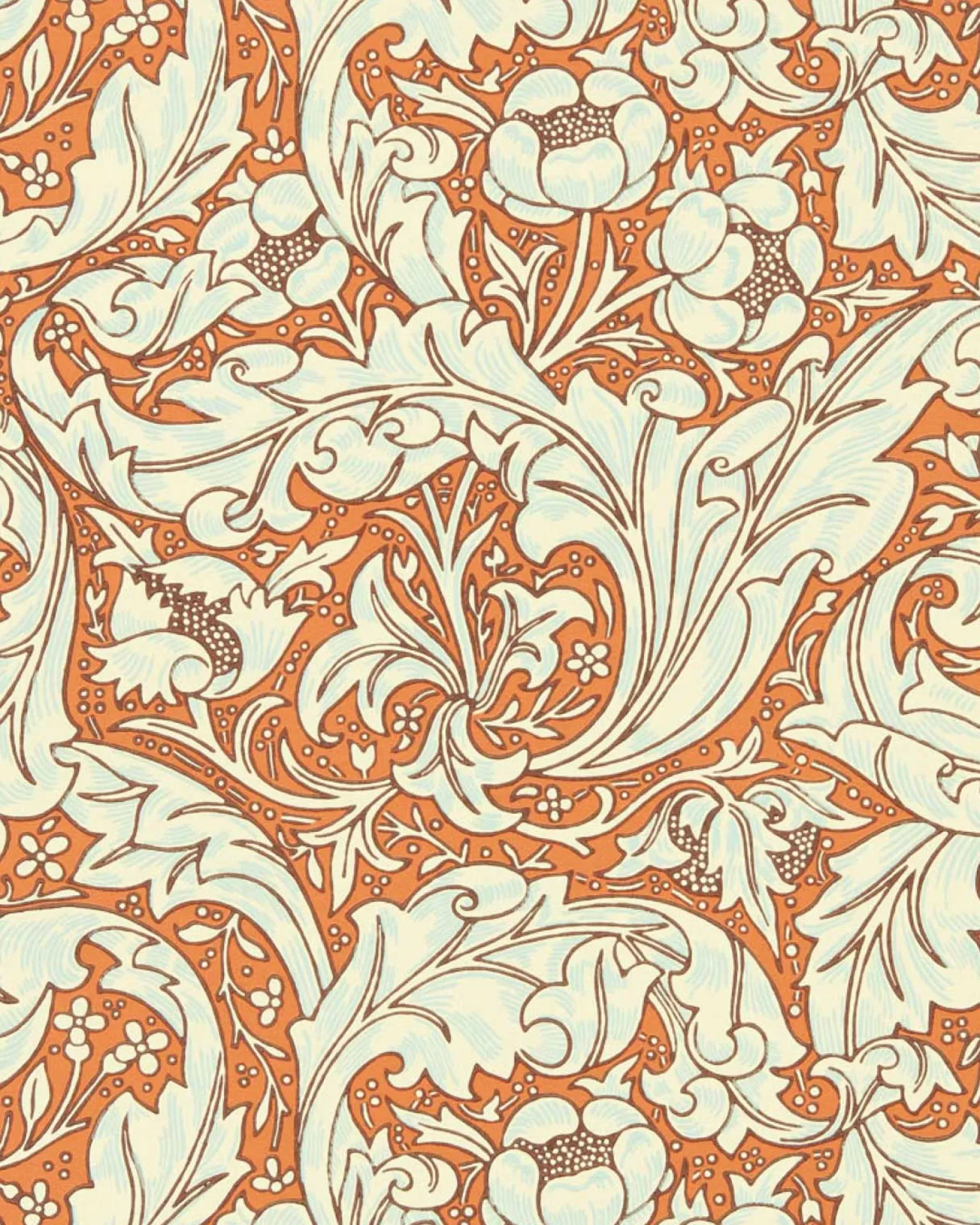 William Morris & Co. Tapet - Bachelor´s Button Burnt Orange/Sky