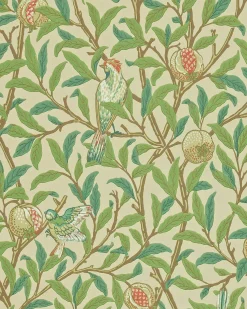 William Morris & Co. Tapet - Bird & Pomegranate Bayleaf/Cream
